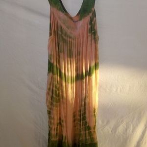 Midi Peach and Green dress